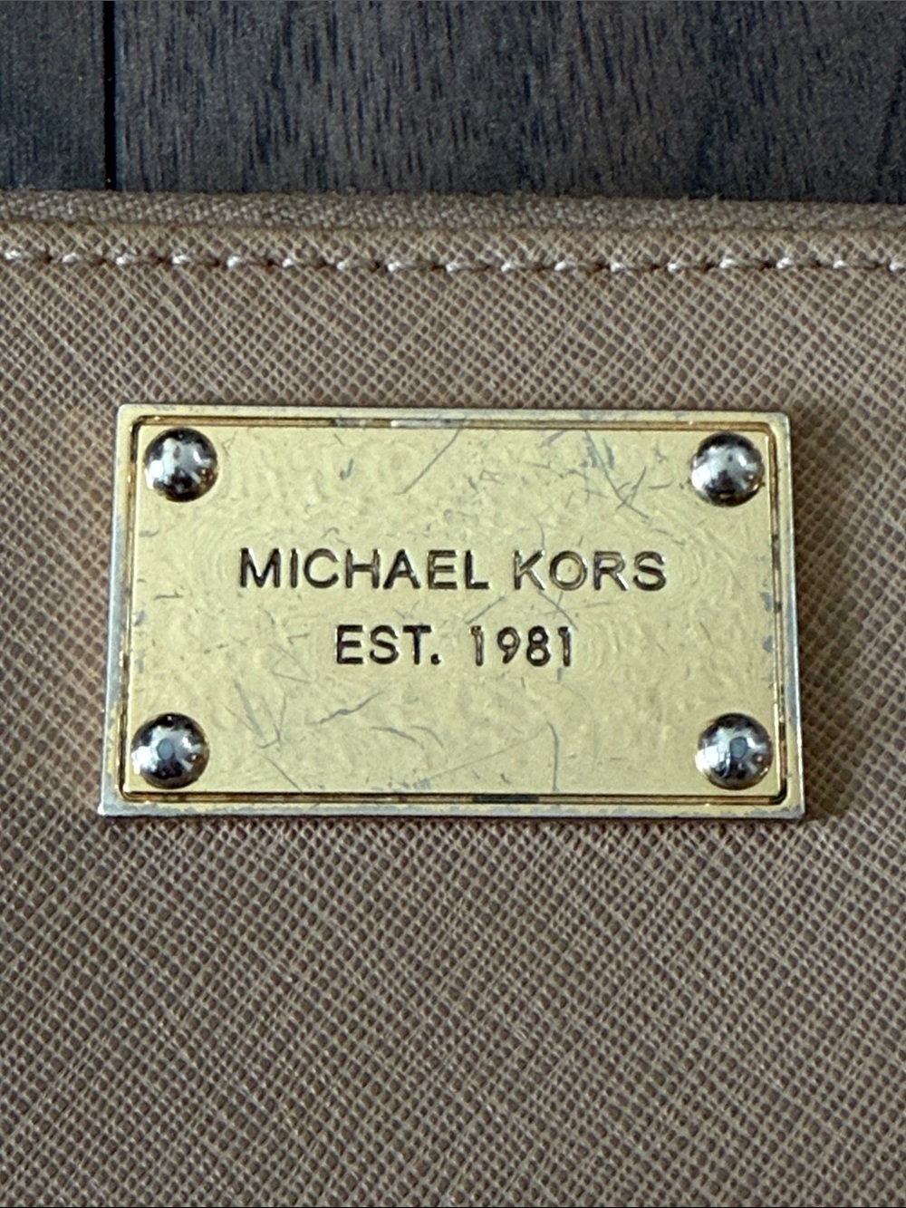 Michael Kors Beige Gold-Plate Zip Wallet - Picture 3 of 10